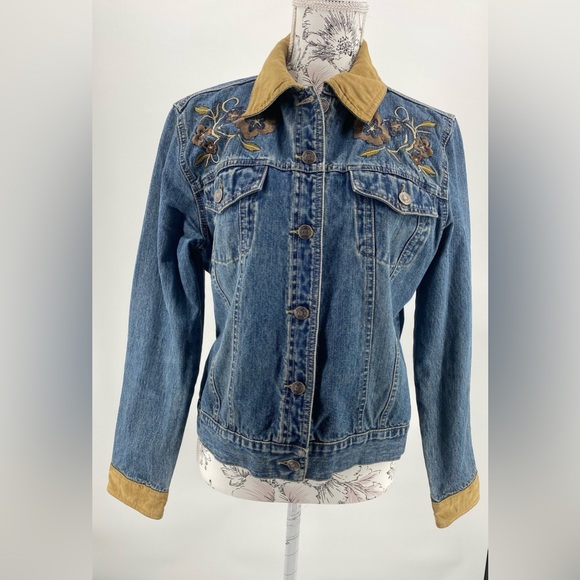 Faded‎ Glory embroidered denim and faux suede jacket, size large (Missys) - Picture 1 of 9